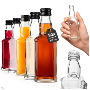 50× Skleněná láhev Daniels 50 ml na nalewki, vodku, pálenku, šťávy