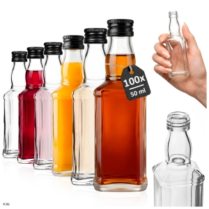 100× Skleněná láhev Daniels 50 ml na nalewki, vodku, pálenku, šťávy