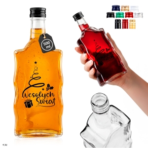 Láhev FALA 500 ml se šroubovacím uzávěrem s potiskem VESELÉ VÁNOCE černý – na likéry, pálenku