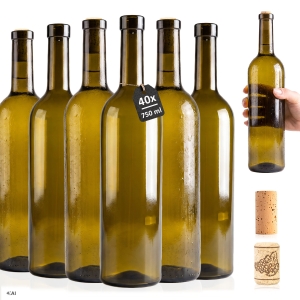 Sada 40 kusů – láhev BORDEAUX 750 ml olivová na víno, likéry, cider