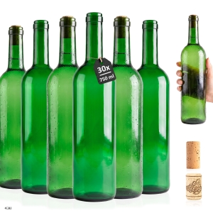 30× láhev Bordeaux 750 ml zelená na víno, likéry, cider, šťávy
