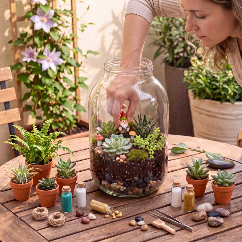 Mini zahrádka ve sklenici – jedinečná letní DIY dekorace na terasu