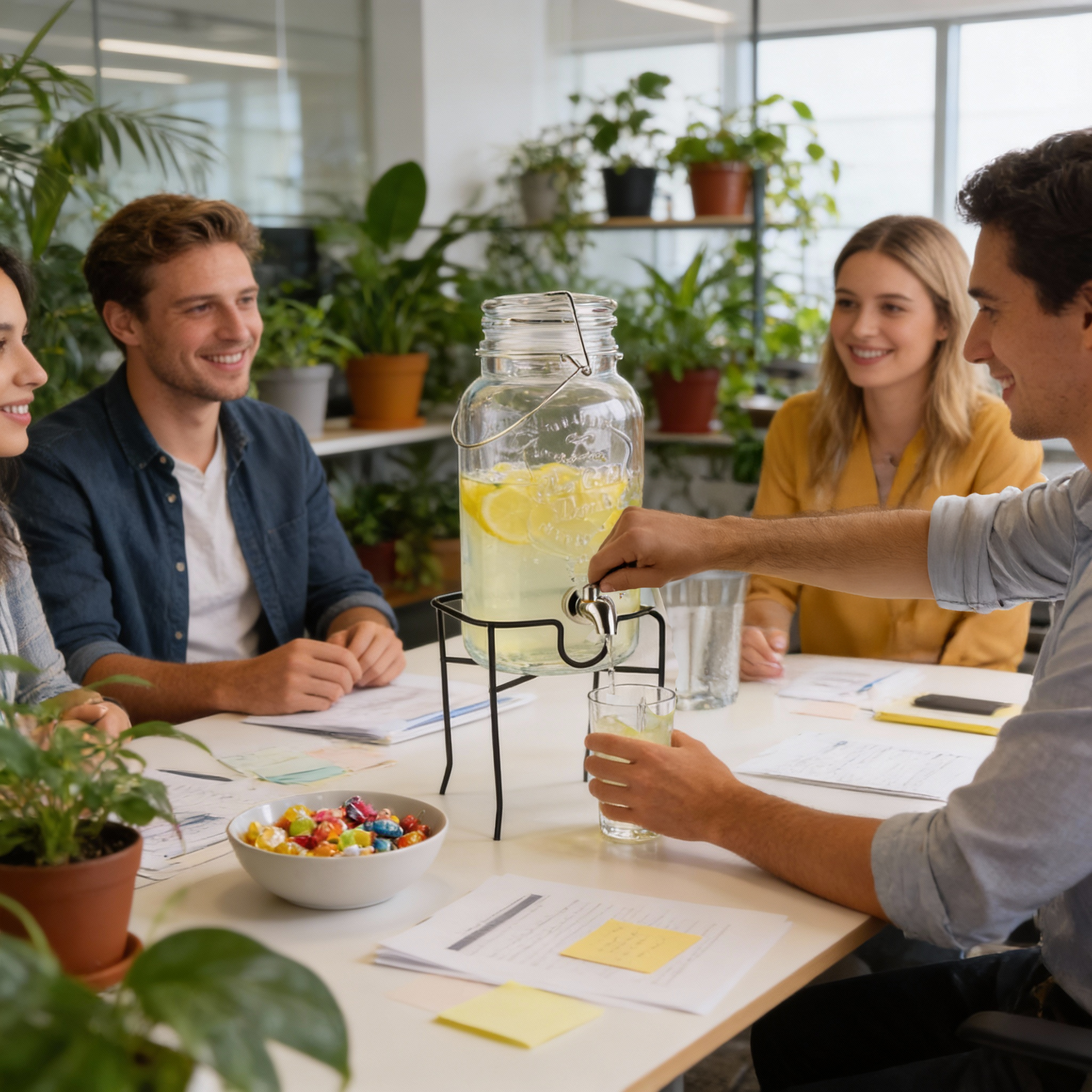 Přírodní limonáda ve skleněné nádobě s kohoutkem